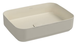 Lavabo rettangolare da appoggio senza troppo pieno in ceramica senza foro rubinetto - Avorio Opaco