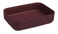 Lavabo rettangolare da appoggio senza troppo pieno in ceramica senza foro rubinetto - Bordeaux Opaco
