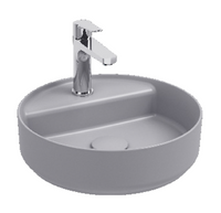 Lavabo tondo da appoggio senza troppo pieno in ceramica con foro rubinetto - Grigio Pietra Opaco