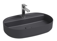 Lavabo ovale da appoggio senza troppo pieno in ceramica con foro rubinetto - Antracite Opaco