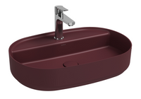 Lavabo ovale da appoggio senza troppo pieno in ceramica con foro rubinetto - Bordeaux Opaco