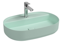 Lavabo ovale da appoggio senza troppo pieno in ceramica con foro rubinetto - Menta Opaco