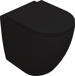 Sanitari filomuro opaco INFINITY: vaso, bidet, copriwater soft-close - Nero Opaco