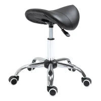 Sgabello da Lavoro a Sella con Ruote e Altezza Regolabile per Negozi Parrucchiere e Tattoo, 52x53x49-61cm Nero