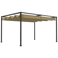 Pergola retrattile 3 x 2 m struttura metallo epossidica anticorrosione telo poliestere 180 g/m² kaki