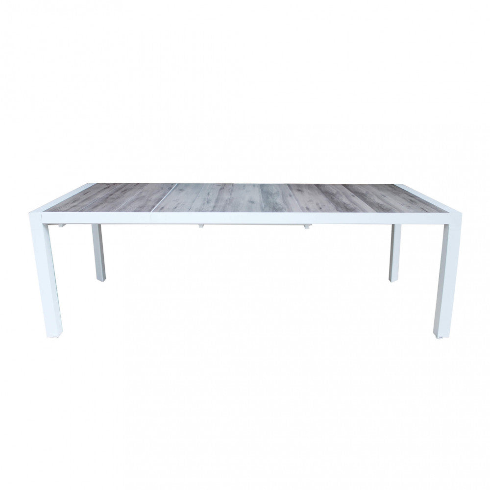 Tavolo Alluminio E Gres Bianco Portland 175/235X100 Cm