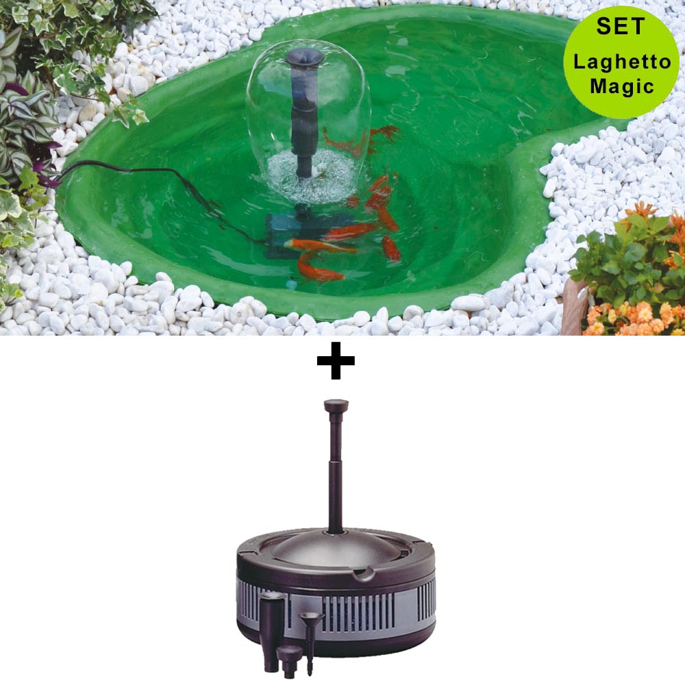 Set laghetto da giardino green da 120 lt + filtro per laghetto ecopond 1 laghetto magic