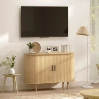 Credenza con Porte Scorrevoli, 4 Compartimenti e Gambe in Legno 120x40x78 cm Rovere