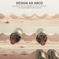 Portabottiglie in Legno di Pino, Cantinetta Vini con 4 Ripiani per 48 Bottiglie, 114x28x56.5 cm, Colore Legno