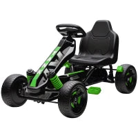 Kart a pedali per bambini, karting bambino 3-6 anni con frizione automatica, freno, ruote EVA antiscivolate, verde