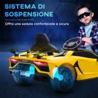 Macchina Elettrica per Bambini 12V con Licenza Lamborghini, Telecomando, Clacson e Musica, Giallo
