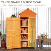 Casetta da Giardino Porta Attrezzi in Legno con 2 Ante e 3 Mensole, 84x52x188cm
