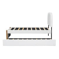 Letto imbottito 90x200 cm con letto estraibile, senza materasso, Bianco