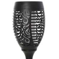 Set 4 Faretti da Esterno LED a Energia Solare con 4 Picchetti, in Plastica, Ø12x72 cm, Nero