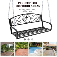 Dondolo 2 Persone Design Classico Catene Incluse da Giardino Acciaio 132 x 63 x 58 cm Nero