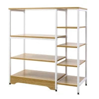 Scaffale da Cucina Basso Salvaspazio Stile Industriale, Mobiletto con 7 Ripiani per Cucina in Metallo e Legno, 90x40x95cm, Bianco