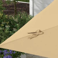 Ombrellone Decentrato da Terrazza Quadrato Rotante a 360°, Meccanismo Idraulico, Base a Croce e Asta in Alluminio, Kaki