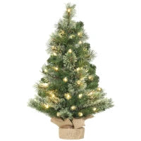 Albero di Natale Piccolo Alto 60 cm con 35 Luci LED Bianche, 68 Rami Folti e Ignifughi, Verde