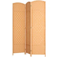 Paravento da interno in legno a 3 pannelli pieghevole, 135 x 180 cm, Marrone chiaro