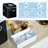 Macchina per Ghiaccio 9 Cubetti in 8-9 Minuti con 3 Dimensioni Regolabili, Nero