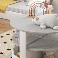 Set con Tavolo per Bambini e 4 Sgabelli Salvaspazio con Vano Contenitore in Legno, Grigio