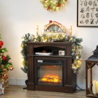 Ghirlanda Natalizia Ø25x180 cm con 50 Luci LED, Bacche e Pigne, in Plastica e Metallo, Verde e Bianco