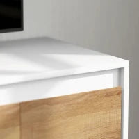 Set Mobile TV e Armadietto a Muro con 7 Ripiani e Scaffale Aperto, in Legno, 120x41x43.3 cm, Bianco e color Legno