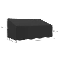 Copertura per Panca da Giardino da 3-4 Posti in Tessuto Oxford 600D con Rivestimento Impermeabile per Terrazza 218x111x63/101 cm