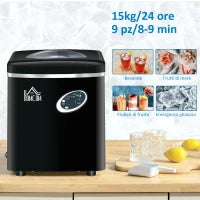 Macchina per Ghiaccio 9 Cubetti in 8-9 Minuti con 3 Dimensioni Regolabili, Nero