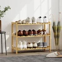 Scarpiera in Bambù a 3 Livelli per 9 Paia 70x26x57,5 cm Legno Naturale