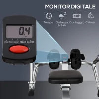 Vogatore Pieghevole, 4 Livelli di Resistenza e Display, Acciaio e ABS, 129x70x70 cm