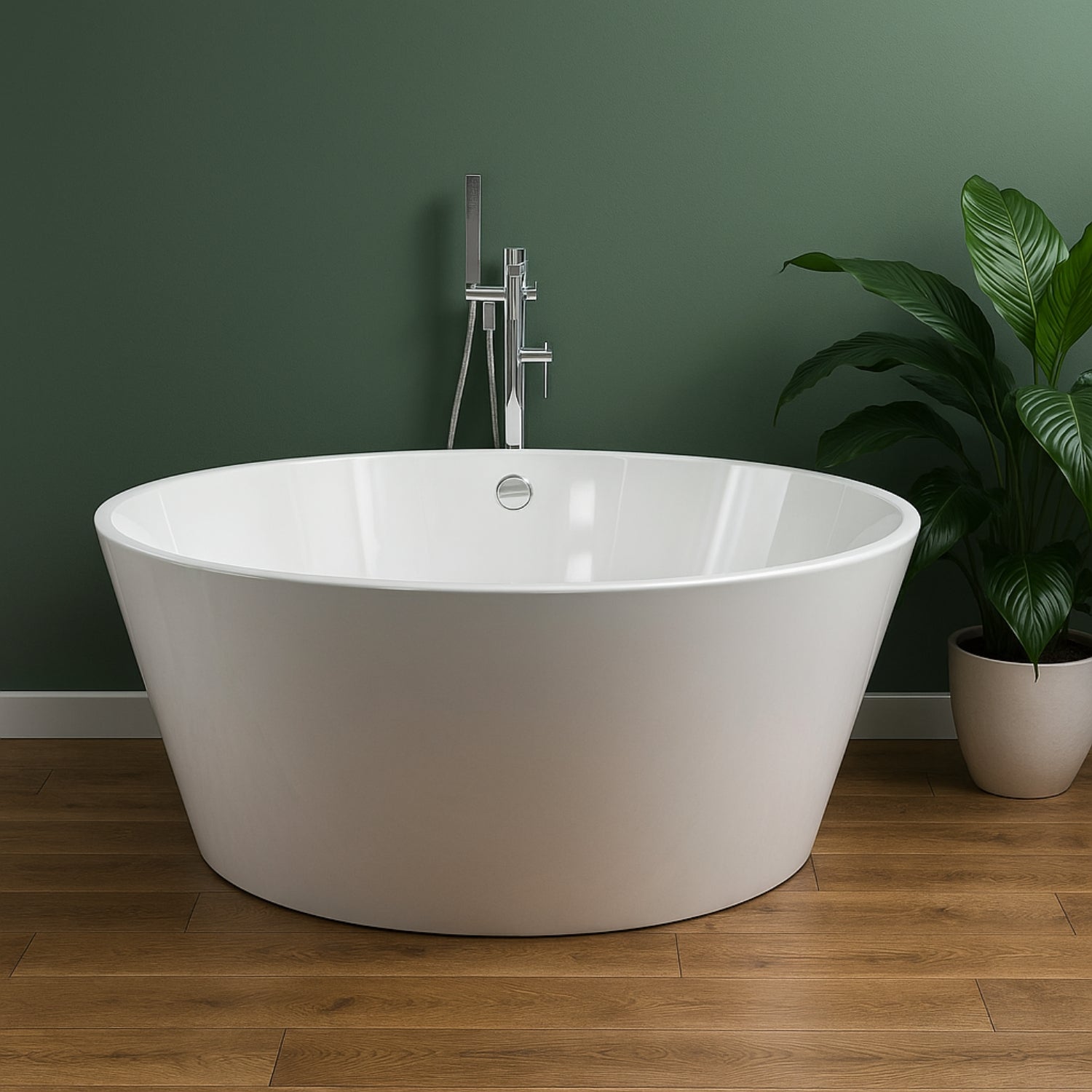 Vasca da bagno free standing tonda acrilico bianco lucido cm Ø 145 x h 58 cm