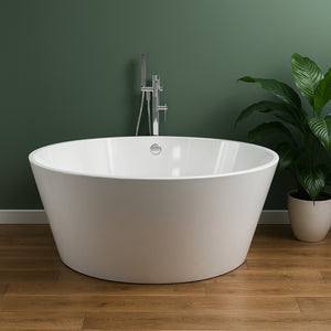 Vasca da bagno free standing tonda acrilico bianco lucido cm Ø 145 x h 58 cm