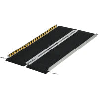 Rampa per Sedia a Rotelle Pieghevole in Alluminio con Deflettori e Adesivi, 122x73.6x5.1 cm, Nero