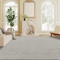 Tappeto in Stile Moderno, con Base Antiscivolo, Tessuto a Macchina, 160x120 cm, Grigio