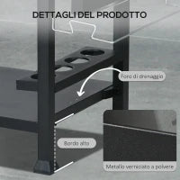 Carrello Barbecue con Tavolino Pieghevole in Acciaio Inox, 2 Ruote e Accessori, 125x65x84 cm, Nero