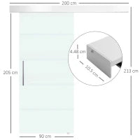 Porta Scorrevole Interna in Vetro Smerigliato e Satinato con Binario B2 e Maniglia per Bagno Cucina Studio Vetro 205x 90x 0,8cm