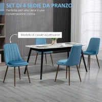 Sedie da Cucina Imbottite, Set 4 Pezzi in Poliestere e Acciaio, 47x55x86 cm, Blu