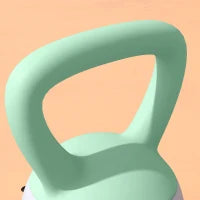 Kettlebell 4 kg in Plastica con Riempimento di Sabbia Metallica e Impugnatura Antiscivolo per Allenamento a Casa 19x15x25 cm Verde e Grigio
