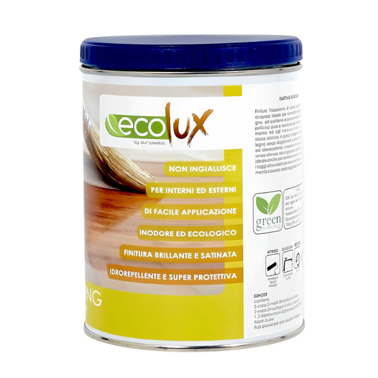 Ecolux flatting ad acqua vernice satinata per legno trasparente *** formato 0,750 lt, confezione 1