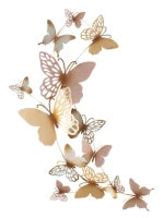 Pannello Da Muro Butterflies Oro/Rosa C cm 59,5X4X111,5