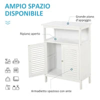 kleankin Mobiletto da Bagno Impermeabile con 2 Ripiani e Armadietto MDF Bianco