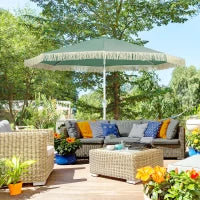 Ombrellone da Giardino a Manovella Inclinabile e Palo a 2 Sezioni, Poliestere e Metallo, 2.6x2.4 m, Verde