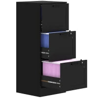 Cassettiera compatta con 3 cassetti, serrature e guide regolabili, 40 x 40 x 101 cm, nero