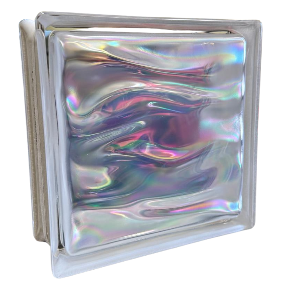 Vetromattone ondulato modello agua perlato 190 x 190 x 80 mm confezione 6 pezzi