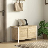 Baule Contenitore da 95 L con Coperchio e Cerniera di Sicurezza 80x40x50 cm Rovere