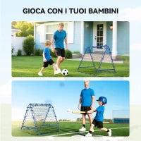 Rete da Calcio Rebounder Pieghevole con Angolo Regolabile e Picchetti, 100x95x90 cm, Blu