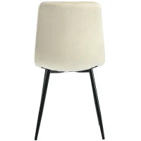 Set di 4 Sedie Moderne in Velluto Twill, Motivo a Spina di Pesce con Schienale, Struttura in Metallo, 45x40x86 cm, Beige