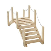 Ponte Ponticello da Giardino in Legno per Laghetto con Passerella ad Arco, Impermeabile per Esterni, 100x32x48cm