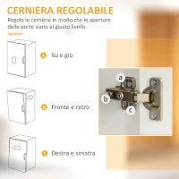 Credenza da Cucina Moderna con Cassetti, Armadietti e Ripiani Aperti, 100x39.5x183.5cm, Bianco